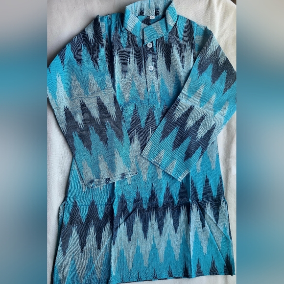 New boys Traditional Ikkat Cotton Kurta 4-5 Yr slim fit - Picture 3 of 3